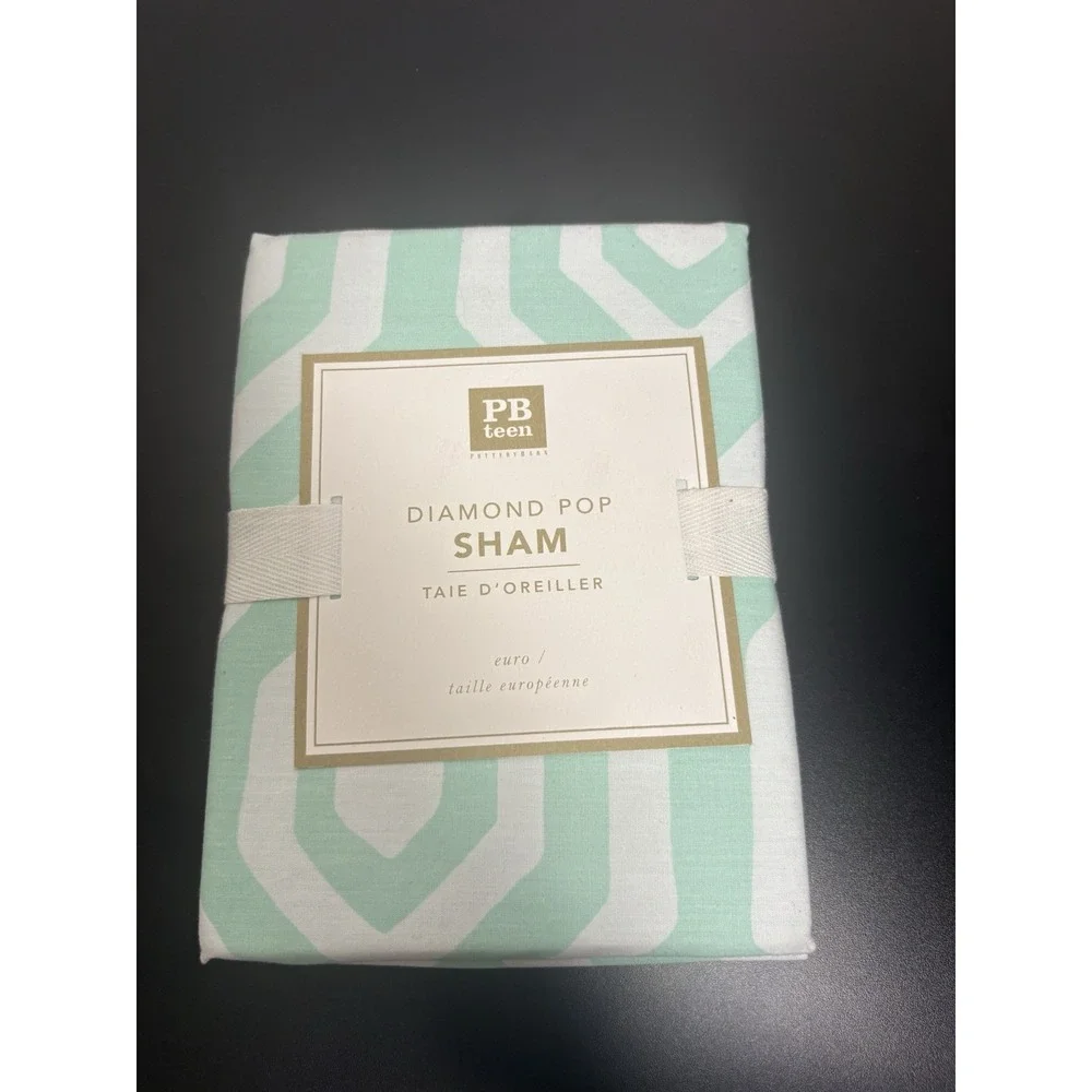 Pottery Barn Teen Diamond Pop Sham Pillow Euro Light Pool Cotton Blend